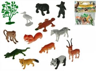Obrázek z Zvířátka safari 4-8cm 12dr+stromek 13ks v sáčku 