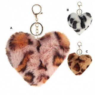 Obrázek z Klíčenka srdce leopardí vzor plyš 10cm (12) 