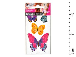 Obrázek z Tetovací obtisky s glitry 10,5x6cm - motýli 